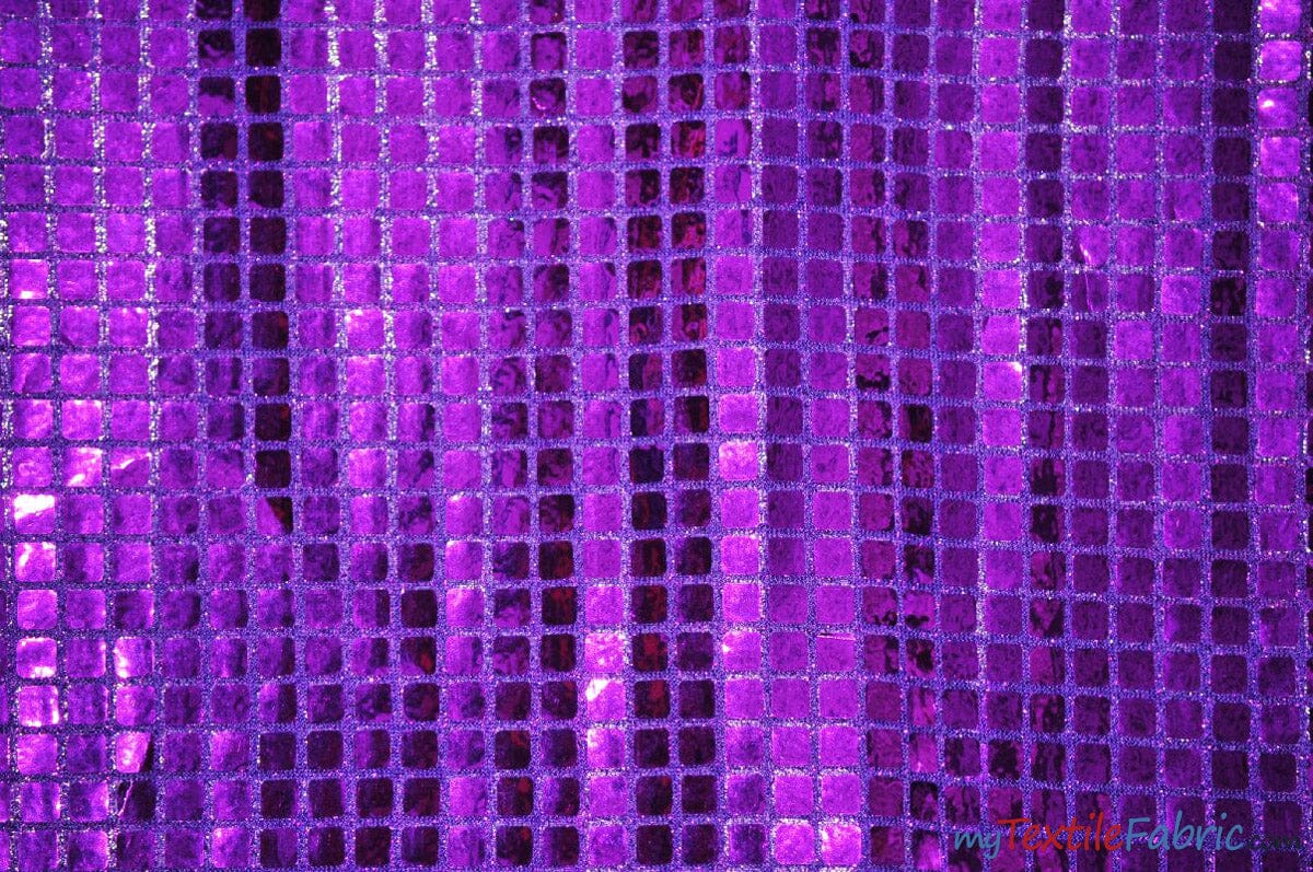 Square Sequins Fabric | Quad Sequins Fabric | 45" Wide | Multiple Colors | Decor and Costumes | Fabric mytextilefabric Yards Purple 