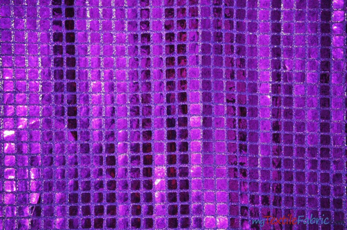 Square Sequins Fabric | Quad Sequins Fabric | 45" Wide | Multiple Colors | Decor and Costumes | Fabric mytextilefabric Yards Purple 