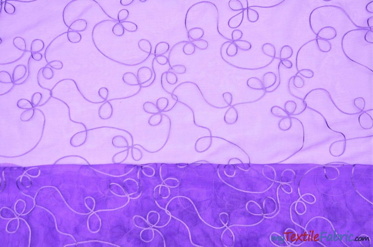 Fantasia Organza Embroidery Fabric | Embroidered Floral Sheer | 54" Wide | Multiple Colors | Fabric mytextilefabric Yards Purple 