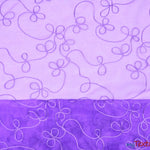 Load image into Gallery viewer, Fantasia Organza Embroidery Fabric | Embroidered Floral Sheer | 54&quot; Wide | Multiple Colors | Fabric mytextilefabric Yards Purple 
