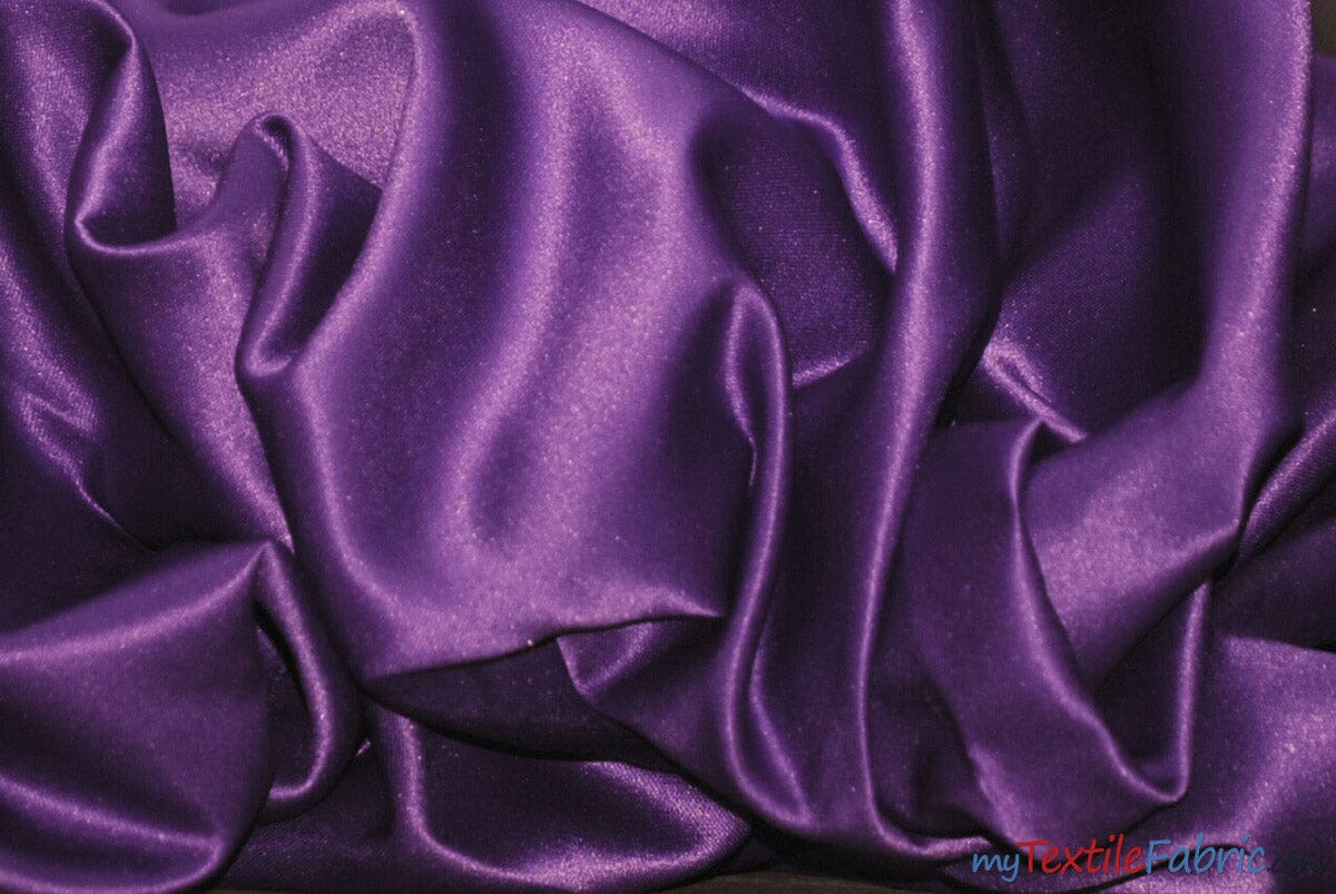 L'Amour Satin Fabric | Polyester Matte Satin | Peau De Soie | 60" Wide | Sample Swatch | Wedding Dress, Tablecloth, Multiple Colors | Fabric mytextilefabric Sample Swatches Purple 