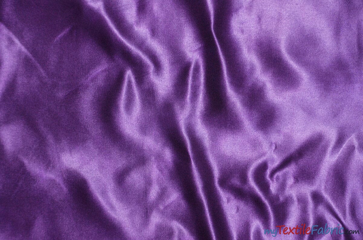 Bridal Satin Fabric | Shiny Bridal Satin | 60" Wide | Multiple Colors | Continuous Yards | Fabric mytextilefabric Yards Purple 