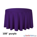 Load image into Gallery viewer, 108&quot; Round Polyester Seamless Tablecloth | Sold by Single Piece or Wholesale Box | Fabric mytextilefabric By Piece Purple 
