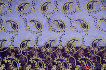 Load image into Gallery viewer, Coco Paisley Sheer Embroidery | Double Scallop Lace | 52&quot; Wide | Fabric mytextilefabric Yards Purple 