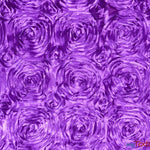 Load image into Gallery viewer, Rosette Satin Fabric | Wedding Satin Fabric | 54&quot; Wide | 3d Satin Floral Embroidery | Multiple Colors | Sample Swatch| Fabric mytextilefabric Sample Swatches Purple 
