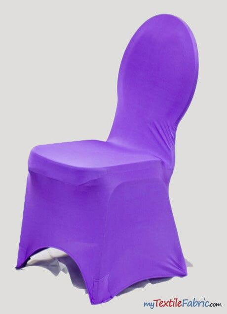 Spandex Chair Cover For Banquet Chairs | Chair Cover for Wedding, Event, Ballroom | Stretch Chair Cover | Multiple Colors | Fabric mytextilefabric By Piece Purple 