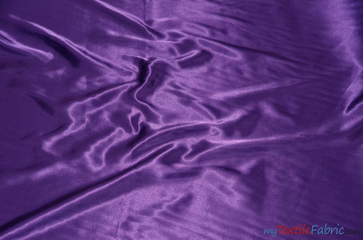 Silky Soft Medium Satin Fabric | Lightweight Event Drapery Satin | 60" Wide | Economic Satin by the Wholesale Bolt | Fabric mytextilefabric Bolts Purple 0076 