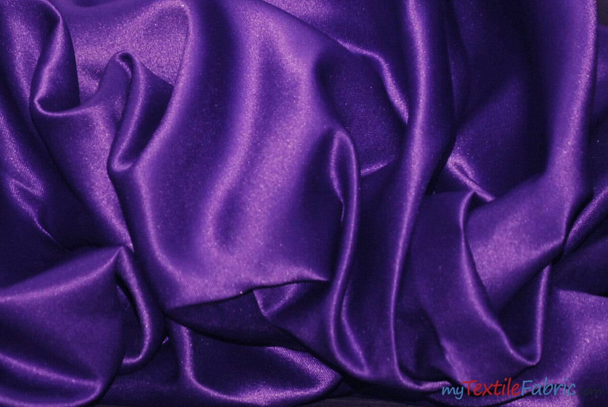 Stretch Matte Satin Peau de Soie Fabric | 60" Wide | Stretch Duchess Satin | Stretch Dull Lamour Satin for Bridal, Wedding, Costumes, Bridesmaid Dress Fabric mytextilefabric Yards Purple 