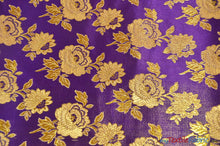 Load image into Gallery viewer, Oriental Metallic Flower Brocade | Metallic Brocade B88 | 58&quot; Wide | Chinese Brocade Fabric | Fabric mytextilefabric Yards Purple 
