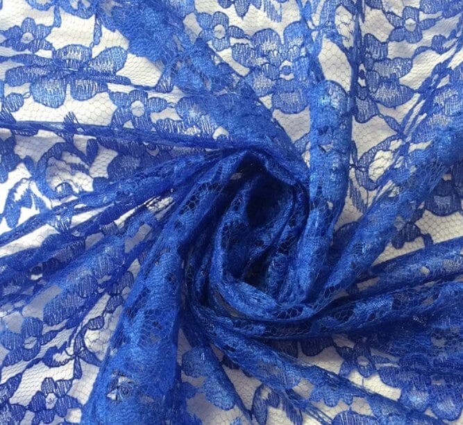 Raschel Lace Fabric | 60" Wide | Vintage Lace Fabric | Bridal Lace, Decoration, Curtain, Tablecloth | Boutique Lace Fabric | Floral Lace Fabric | Fabric mytextilefabric Yards Royal Blue 