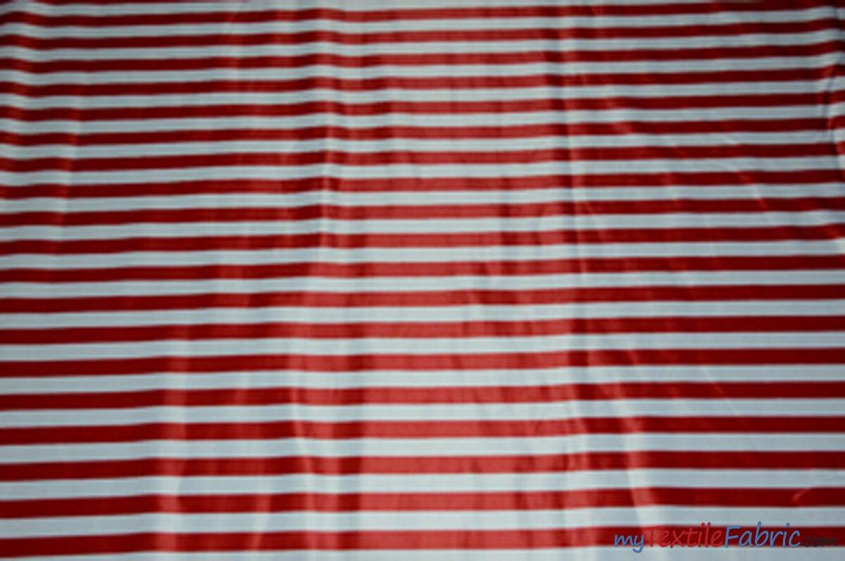 1" Stripe Satin Print | Dull Satin Print | 58/60" Wide | Stripe Satin Print Fabric | 3 Colors | Fabric mytextilefabric Yards Red White 1" Stripe 