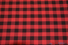 Load image into Gallery viewer, Gingham Checkered Fabric | Polyester Picnic Checkers | 1&quot; x 1&quot; | 60&quot; Wide | Tablecloths, Curtains, Drapery, Events, Apparel | Fabric mytextilefabric Yards Buffalo Red Black 