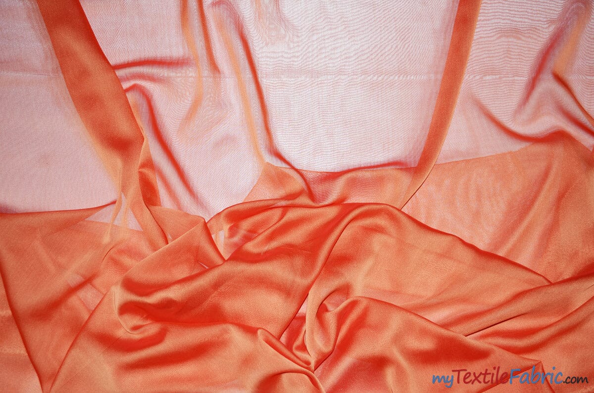 Two Tone Chiffon Fabric | Iridescent Chiffon Fabric | 60" Wide | Clean Edge | Multiple Colors | Sample Swatches | Fabric mytextilefabric Sample Swatches Red Orange 