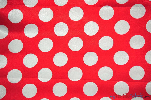 Polka Dot Satin | Soft Satin Polka Dot Charmeuse Fabric | 60" Wide | Fabric mytextilefabric Yards Red Polka Dot 