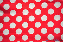 Load image into Gallery viewer, Polka Dot Satin | Soft Satin Polka Dot Charmeuse Fabric | 60&quot; Wide | Fabric mytextilefabric Yards Red Polka Dot 