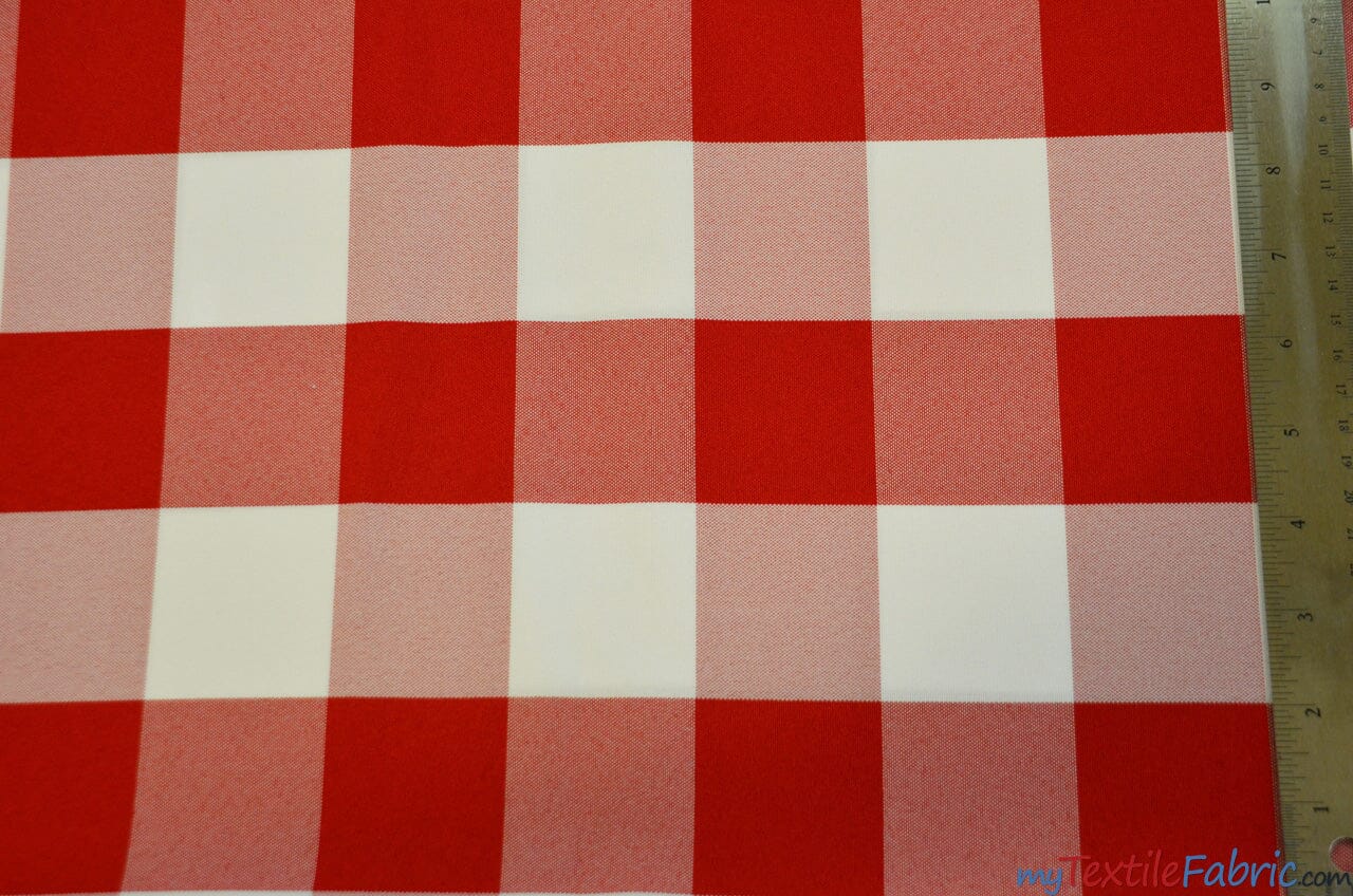 Buffalo Plaid Gingham Checkers | 2" Plaid Checkers | 60" Wide | Buffalo Checkers Fabric | Fabric mytextilefabric Yards Red White 