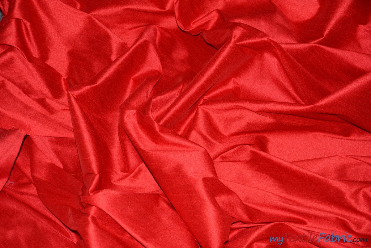 Polyester Silk Fabric | Faux Silk | Polyester Dupioni Fabric | Sample Swatch | 54" Wide | Multiple Colors | Fabric mytextilefabric Sample Swatches Red 