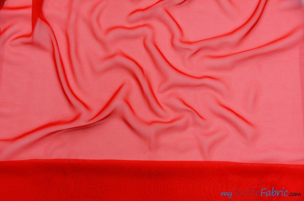 Chiffon Fabric | Super Soft & Flowy | 60" Wide | By the Continuous Yard | Multiple Colors | Fabric mytextilefabric Yards Red 