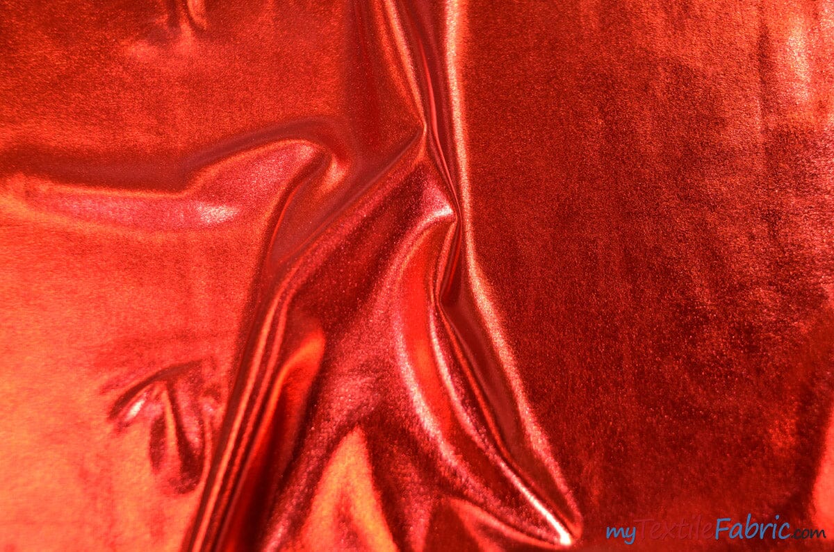 Metallic Foil Spandex Lame | Stretch Metallic Lame | Spandex Lame Fabric | All Over Foil on Stretch Knit | 60" Wide | Fabric mytextilefabric Yards Red 