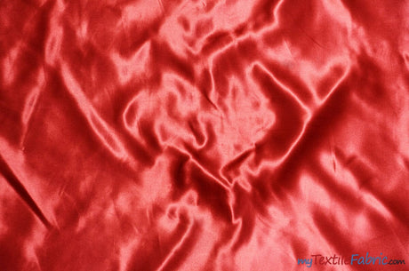 Bridal Satin Fabric | Shiny Bridal Satin | 60" Wide | Sample Swatch | Fabric mytextilefabric Sample Swatches Red 