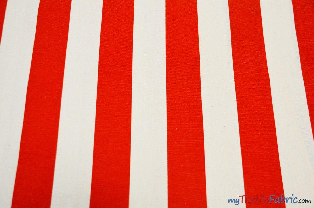 10 Oz 100% Cotton Canvas 2" Stripe | Outdoor Fabric | 60" Wide | Multiple Colors | Fabric mytextilefabric Yards Red 