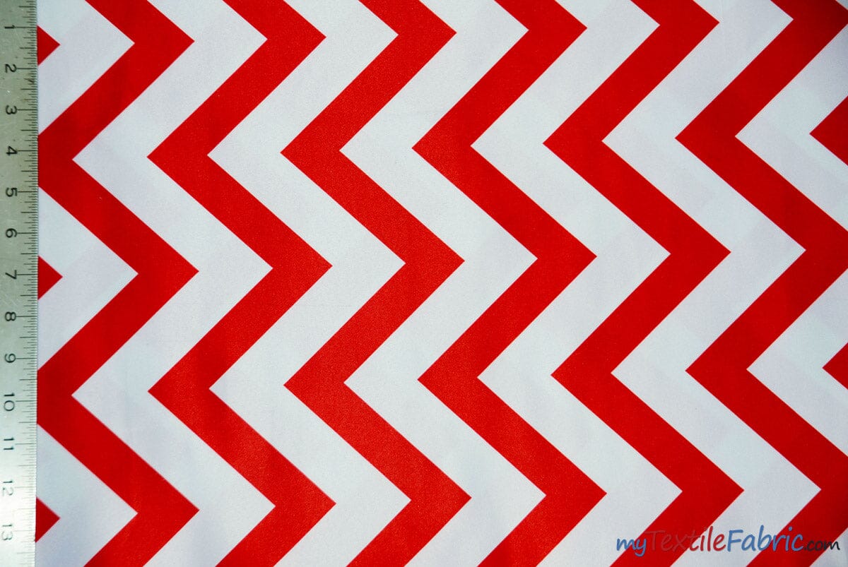 Chevron Satin Fabric | Chevron L'amour Satin | Matte Satin Print | 60" Wide | Multiple Colors | Fabric mytextilefabric Yards Red 
