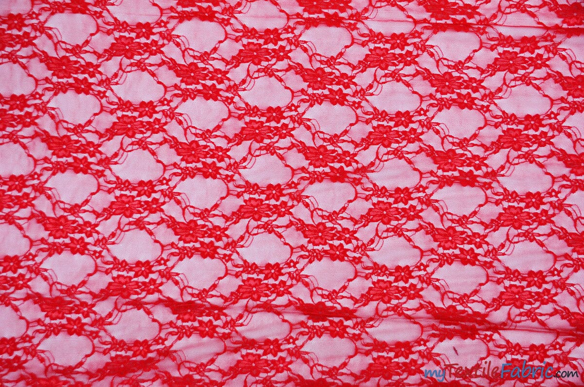 Very Soft Lingerie Stretch Lace | Giselle Floral Lace | Vintage Stretch Lace | 60" Wide | Multiple Colors | Lingerie Lace | Fabric mytextilefabric Yards Red 