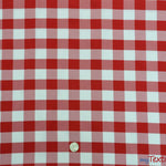Load image into Gallery viewer, Gingham Checkered Fabric | Polyester Picnic Checkers | 1&quot; x 1&quot; | 60&quot; Wide | Tablecloths, Curtains, Drapery, Events, Apparel | Fabric mytextilefabric Yards Red White 
