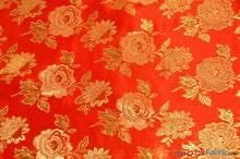 Load image into Gallery viewer, Oriental Metallic Flower Brocade | Metallic Brocade B88 | 58&quot; Wide | Chinese Brocade Fabric | Fabric mytextilefabric Yards Red 