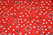 Load image into Gallery viewer, Bandana Cotton Print | Bandanna Fabric | 58/60&quot; Wide | Multiple Colors | Fabric mytextilefabric Yards Red 