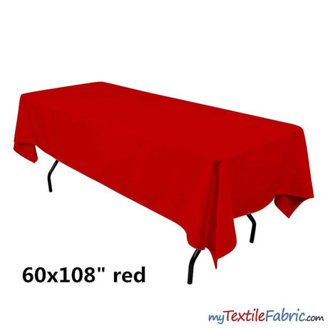 60" x 108" Banquet Polyester Tablecloth | Sold By Piece or Wholesale Box | Fabric mytextilefabric By Piece Red 