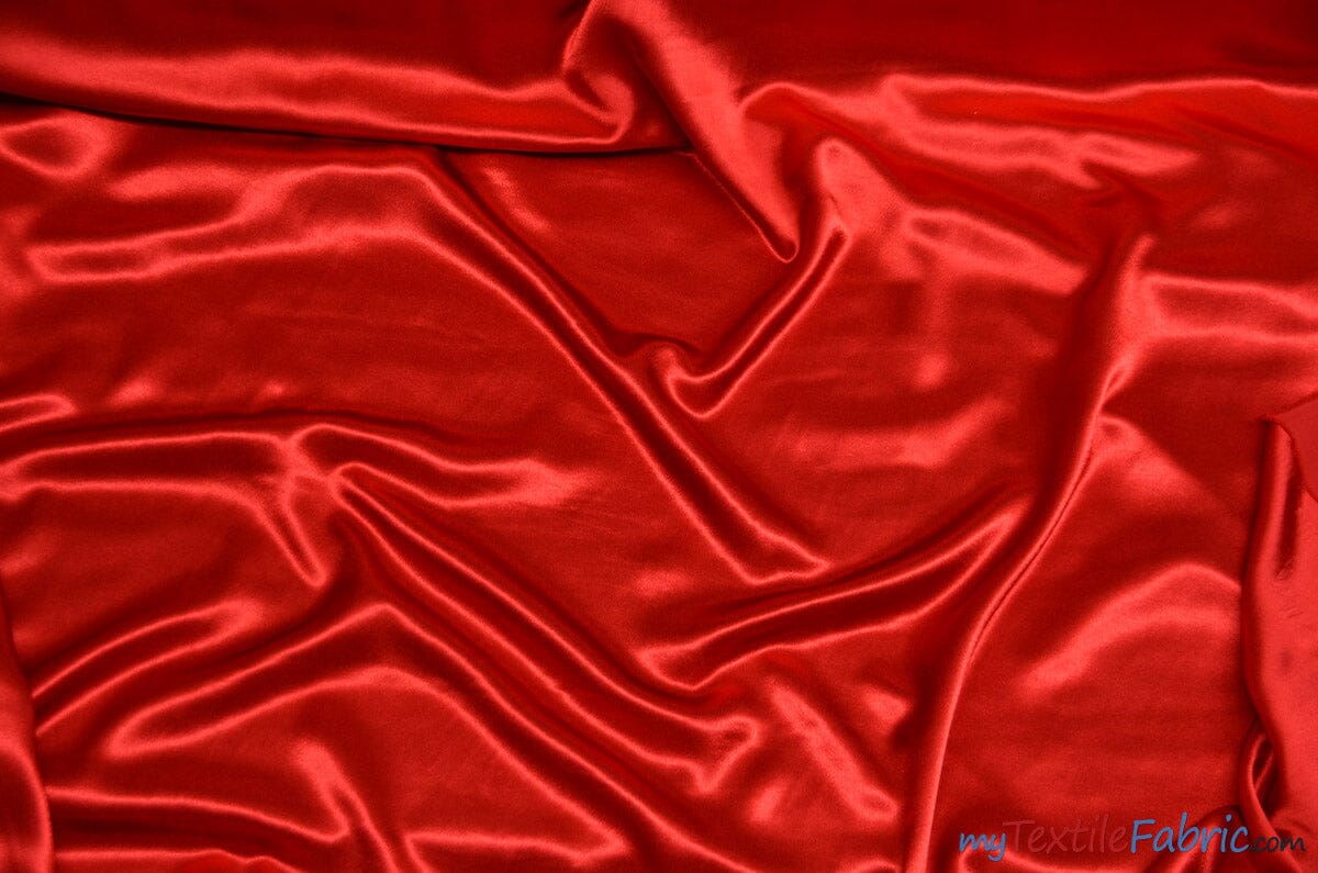NY Designer Fabrics Ribbon Red Silk Crepe Back Satin Fabric, Red