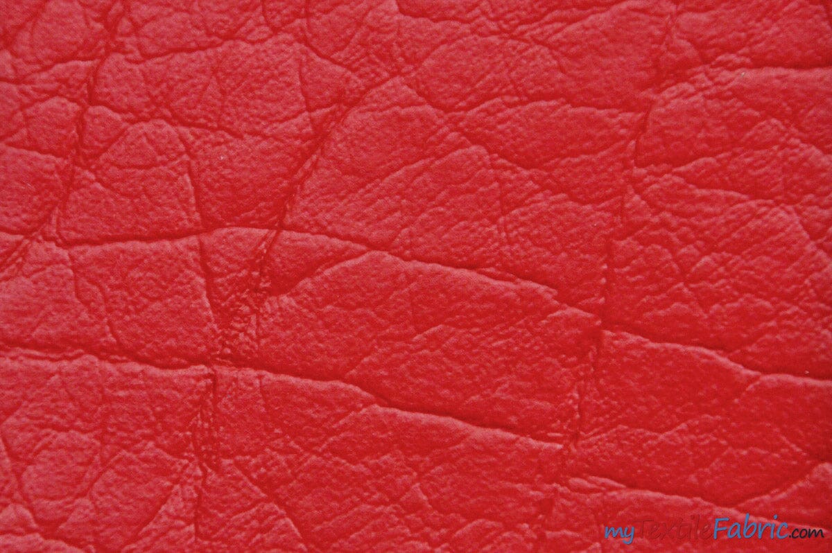 Heavy Duty Textured Vinyl | Upholstery Weight Vinyl | 54" Wide | Multiple Colors | Imitation Leather | Fabric mytextilefabric Yards Red 