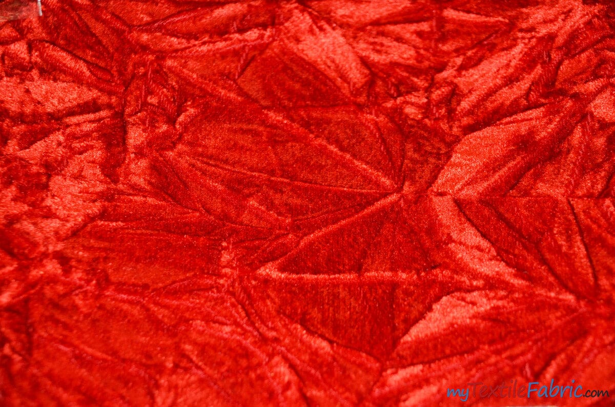 4-Way Stretch Crushed Velvet Fabric - Red