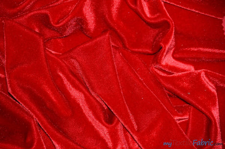 Soft and Plush Stretch Velvet Fabric | Stretch Velvet Spandex | 58" Wide | Spandex Velour for Apparel, Costume, Cosplay, Drapes | Fabric mytextilefabric Yards Red 