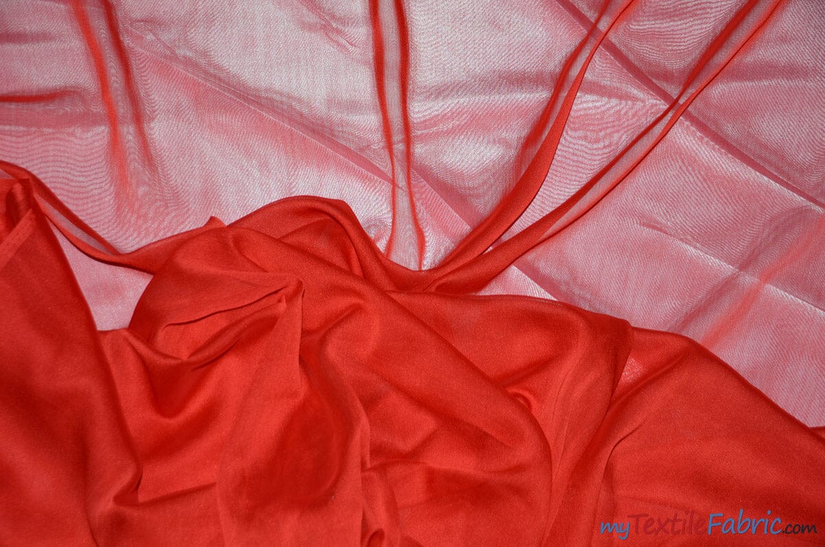 Two Tone Chiffon Fabric | Iridescent Chiffon Fabric | 60" Wide | Clean Edge | Multiple Colors | Sample Swatches | Fabric mytextilefabric Sample Swatches Red 