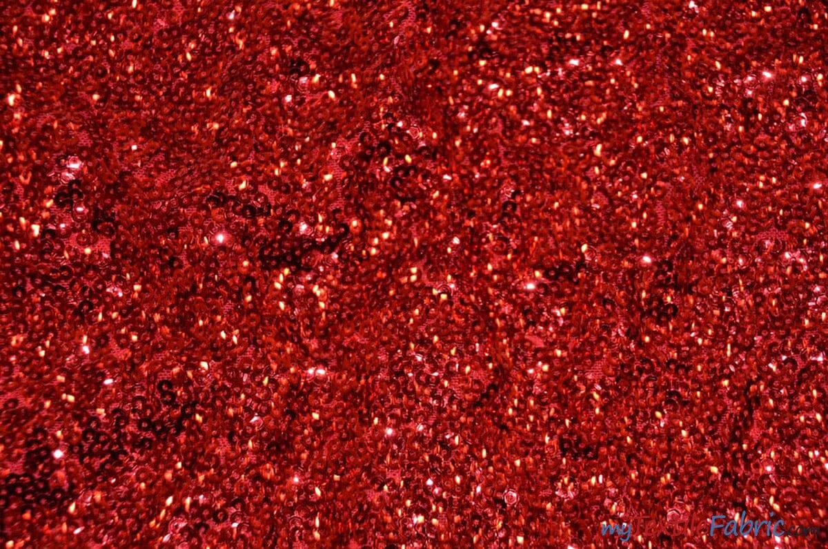 Gatsby Sequins Fabric | 6mm Flat Sewn Sequins on Mesh | 52" Wide | Multiple Colors | Fabric mytextilefabric Yards Red 