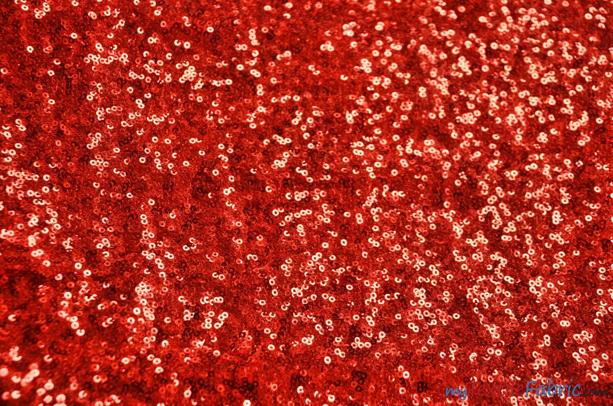 Glitz Mesh Sequins Fabric | 3mm Glitter Sequins | 52" Wide | Multiple Colors | Fabric mytextilefabric Yards Red 