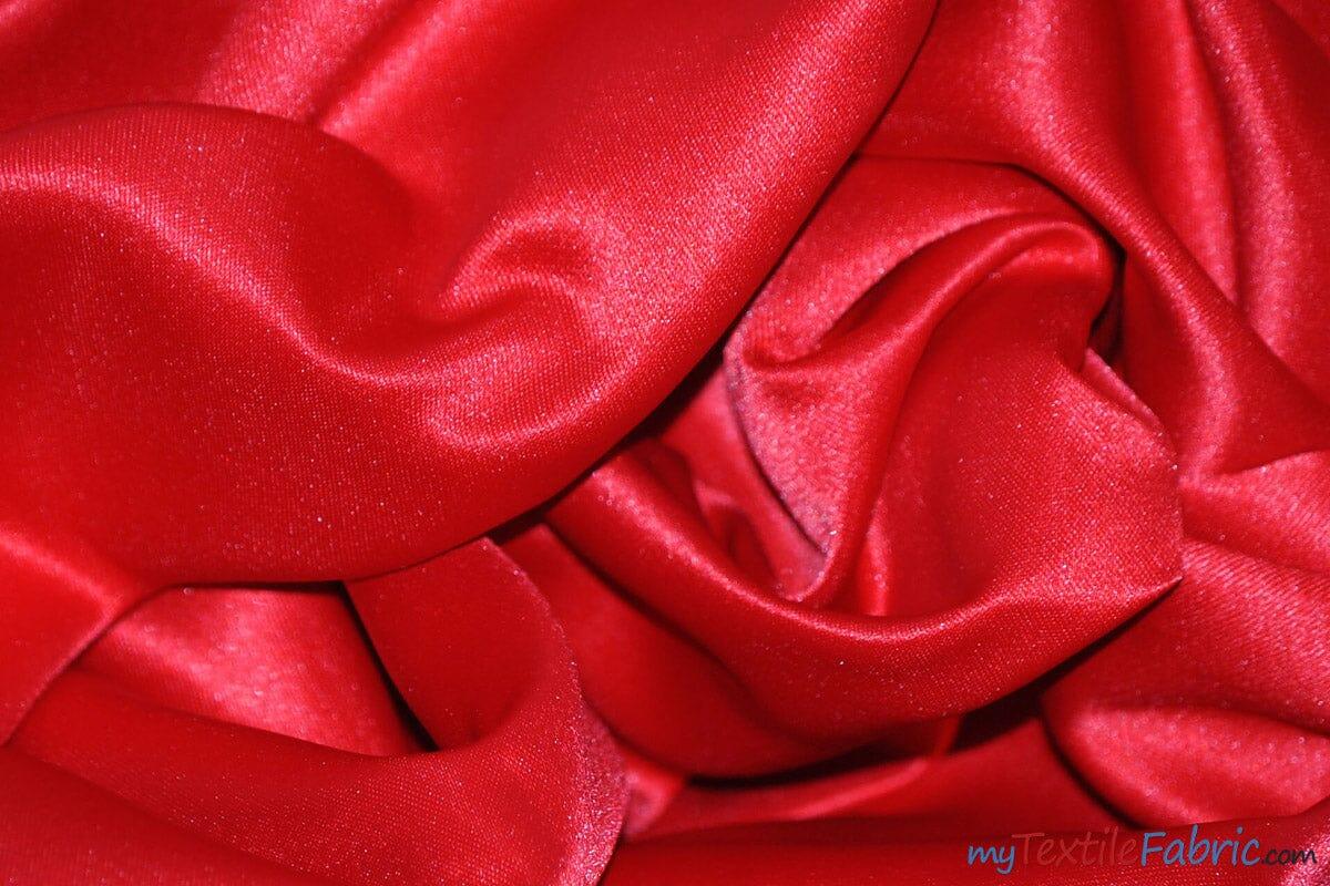 L'Amour Satin Fabric | Polyester Matte Satin | Peau De Soie | 60" Wide | Continuous Yards | Wedding Dress, Tablecloth, Multiple Colors | Fabric mytextilefabric Yards Red 