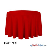 108" Round Polyester Seamless Tablecloth | Sold by Single Piece or Wholesale Box | Fabric mytextilefabric By Piece Red 