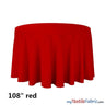 108" Round Polyester Seamless Tablecloth | Sold by Single Piece or Wholesale Box | Fabric mytextilefabric By Piece Red 