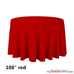 Load image into Gallery viewer, 108&quot; Round Polyester Seamless Tablecloth | Sold by Single Piece or Wholesale Box | Fabric mytextilefabric By Piece Red 
