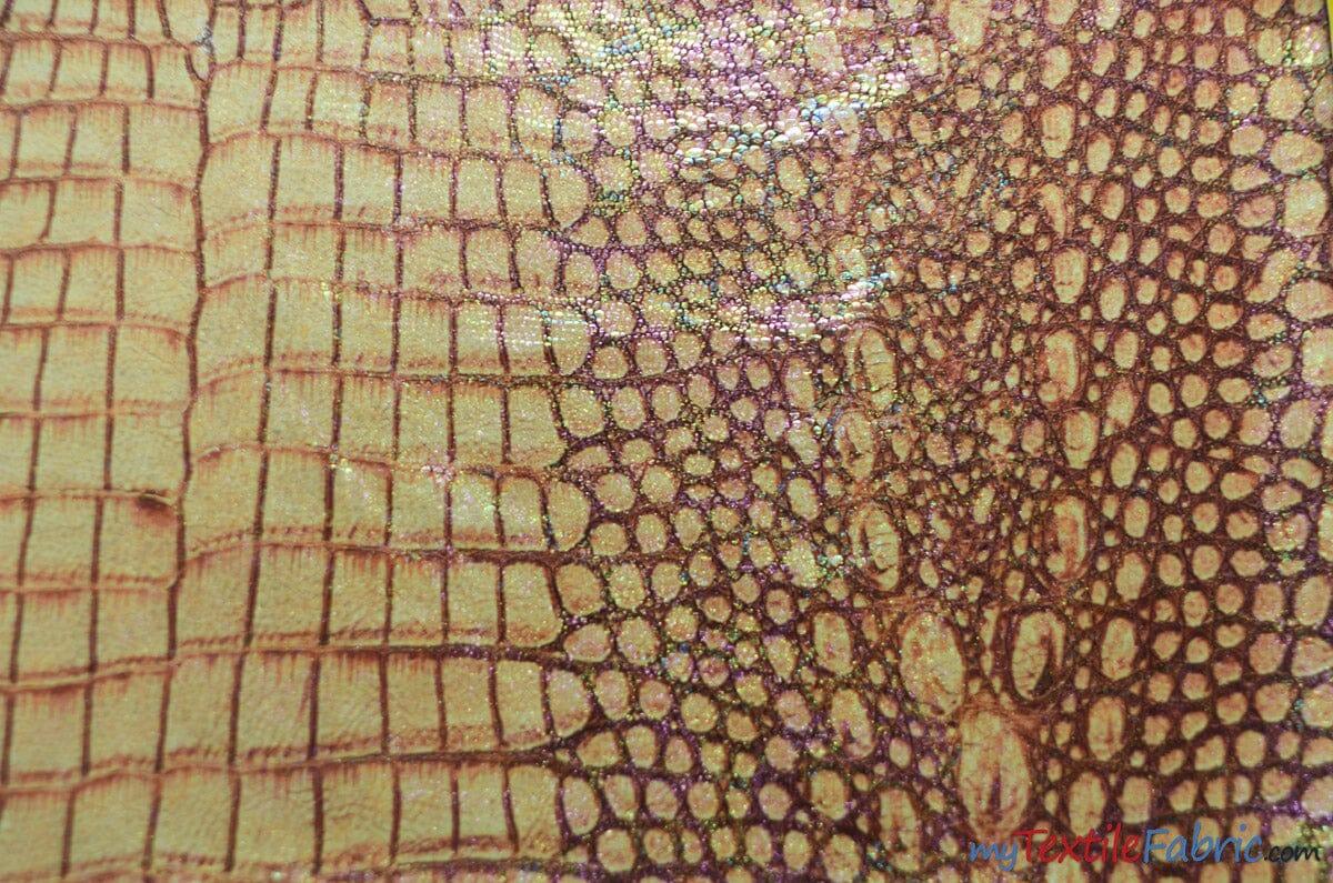 4 Way Stretch Dancewear Fabric | Jungle Alligator Hologram Spandex | 58/60" Wide | Multiple Colors | Fabric mytextilefabric Yards Rose Gold 