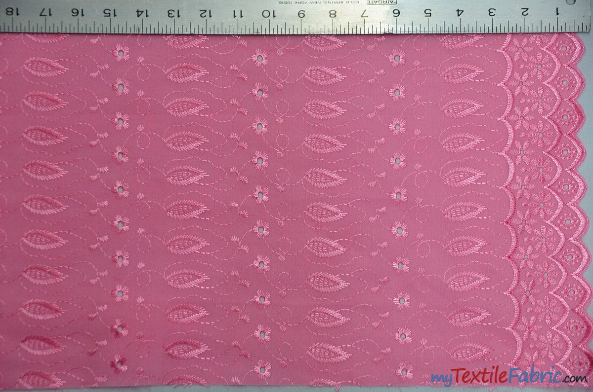 Polyester Cotton Eyelet Embroidery | Double Sided Border | 45" Wide | Multiple Colors | Fabric mytextilefabric Yards Rose 