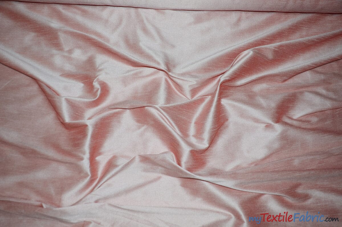 Polyester Silk Fabric | Faux Silk | Polyester Dupioni Fabric | Continuous Yards | 54" Wide | Multiple Colors | Fabric mytextilefabric Yards Rose 