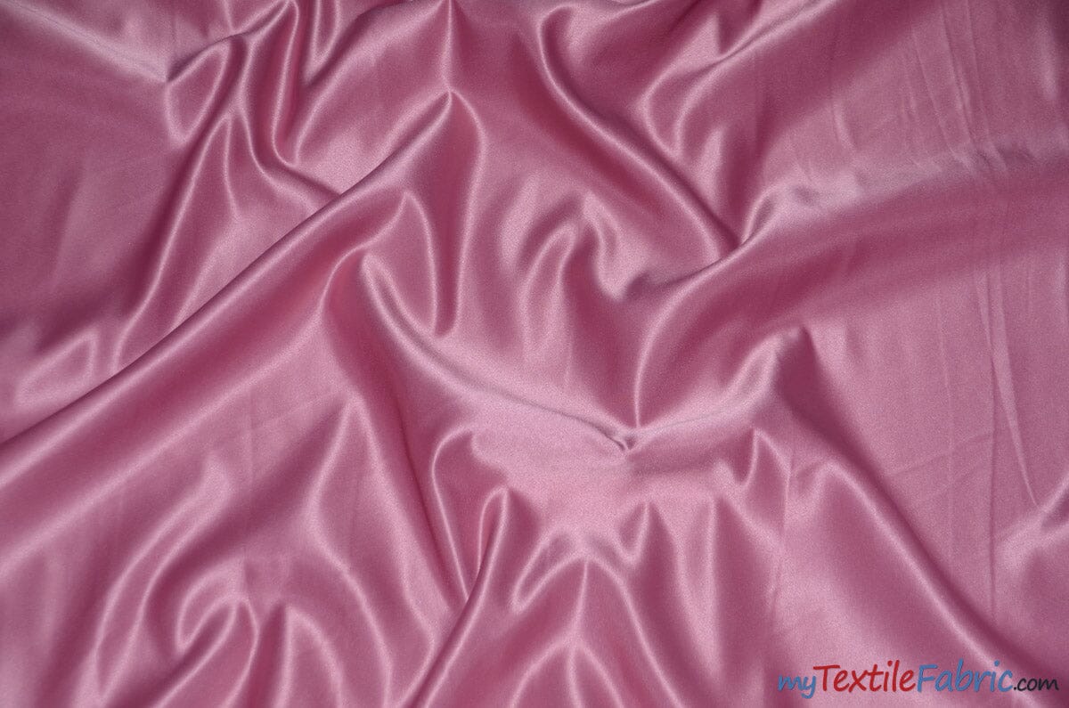 L'Amour Satin Fabric | Polyester Matte Satin | Peau De Soie | 60" Wide | Wholesale Bolt | Wedding Dress, Tablecloth, Multiple Colors | Fabric mytextilefabric Bolts Rose 