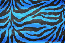 Load image into Gallery viewer, Animal Zebra Satin Fabric | Soft Satin Zebra Charmeuse Fabric | 60&quot; Wide | Multiple Colors | Fabric mytextilefabric Yards Royal Blue Zebra 
