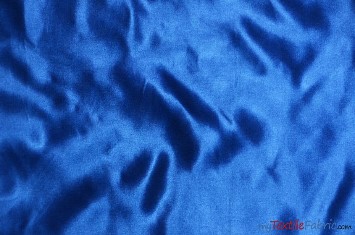 Bridal Satin Fabric | Shiny Bridal Satin | 60" Wide | Multiple Colors | Continuous Yards | Fabric mytextilefabric Yards Royal Blue 