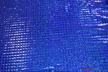 Load image into Gallery viewer, Hologram Square Sequins Fabric | Holographic Quad Sequins Fabric by the Yard | 40&quot; Wide | Glued on Sequins for Decoration | 7 Colors | Fabric mytextilefabric Yards Royal Blue 
