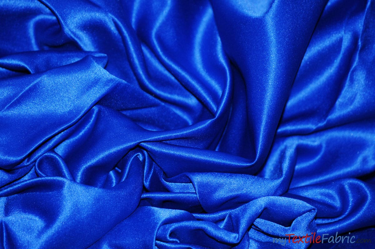 L'Amour Satin Fabric | Polyester Matte Satin | Peau De Soie | 60" Wide | Sample Swatch | Wedding Dress, Tablecloth, Multiple Colors | Fabric mytextilefabric Sample Swatches Royal Blue 